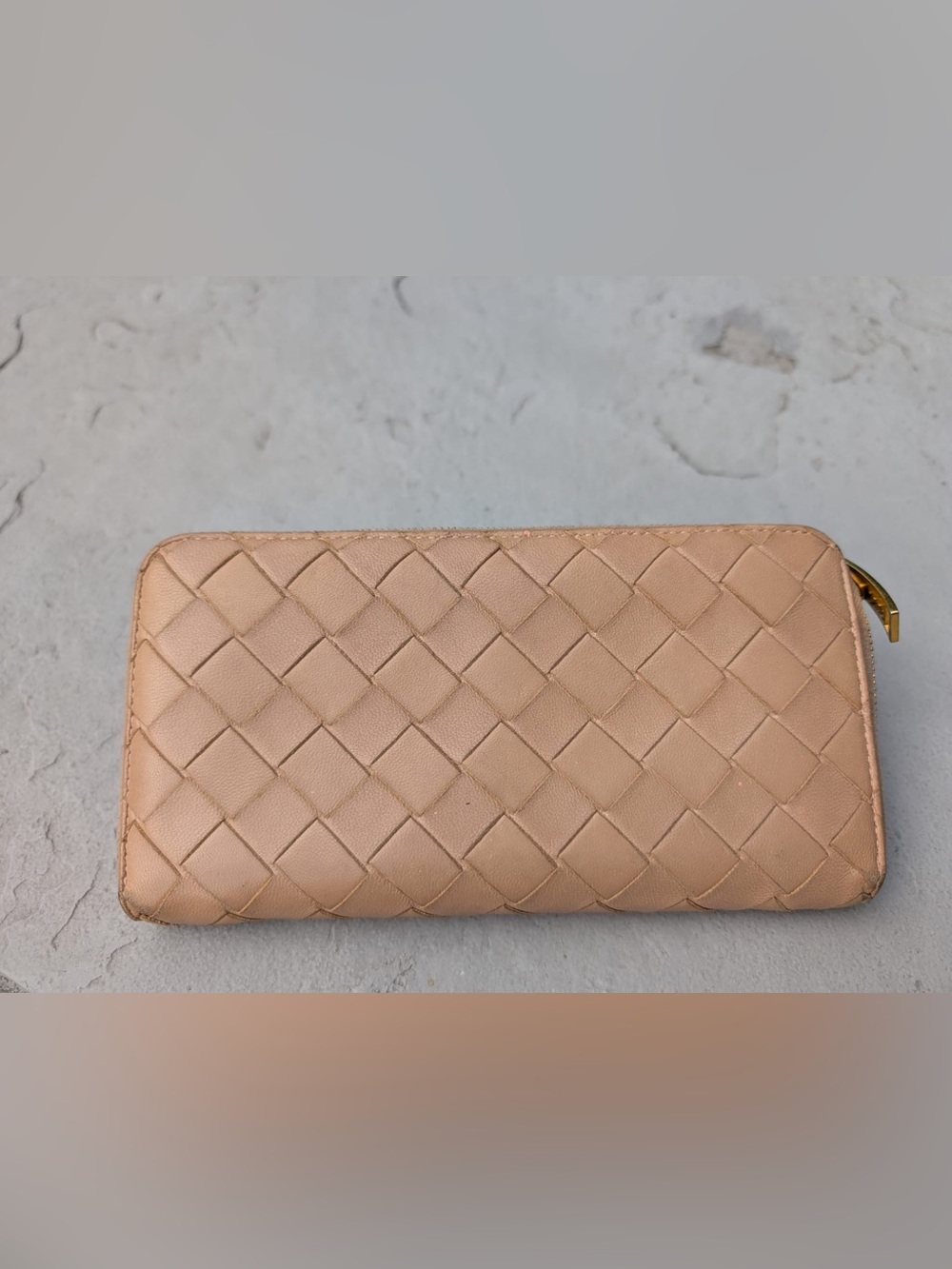Bottega Veneta Woven Leather Wallet in Light Beige